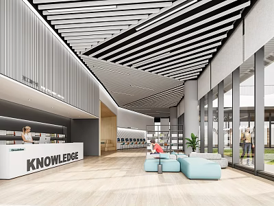 modern library 3d model