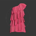 Fashionable Pink One Shoulder Dress With Ruffled Layers And Flowy Design