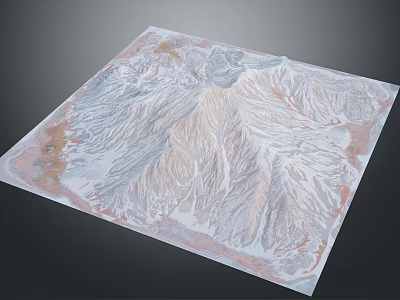 3D Terrain Model Featuring Mountain Range With Snow Covered Peaks And Topographic Details 3d model