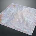 3D Terrain Model Featuring Mountain Range With Snow Covered Peaks And Topographic Details