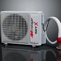 MITAGE X Air Conditioner Outdoor Unit With White Body Ventilation Grille Connected Hose Red Valve