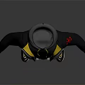 Hooded Black Tactical Outfit With Yellow Accents And Modern Sneakers Design