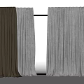 Long Brown and Gray Soft Textured Fabric Curtains Hanging on Rods