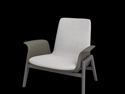 Modern Leisure Chair With White Fabric Cushion Gray Armrests And Metal Legs 3d model