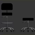 Modern Two Adjustable Stools With Round Seats And Chrome Metal Bases 3d model
