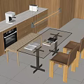 Modern Dining Table Set With Glass Top And Wooden Chairs In Open Kitchen