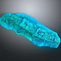 Blue 3D Geological Terrain Model With Mountain Ranges And Valley Details