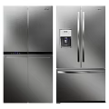 Sleek Stainless Steel Refrigerators With Double Door Bottom Drawer And Water Dispenser For Kitchen Appliances
