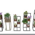 Indoor Decorative Plant Combinations With Multi Tiered Metal Stands And Potted Greenery