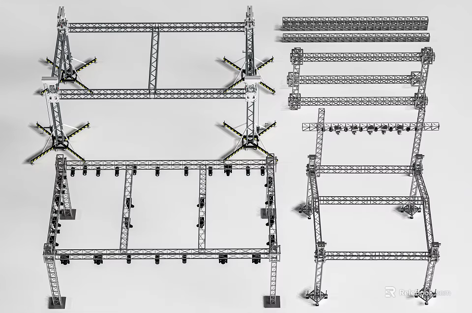Building Structural Components With Metal Frame Supports Connecting Parts And Beams 3d model 
