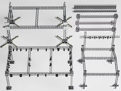 Building Structural Components With Metal Frame Supports Connecting Parts And Beams 3d model