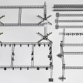 Building Structural Components With Metal Frame Supports Connecting Parts And Beams 3d model