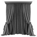 Elegant Beige Layered Curtains With White Inner Panel Gold Patterns And Tassel Ties