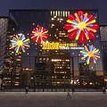 Colorful 2026 Desired Fireworks Themed Inflatable Decorations On Glass Building Exterior