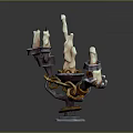Decorative Metal Candelabra With Multiple Candle Holders And Melted Wax Design