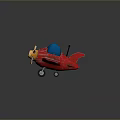 Red Toy Airplane With Blue Cockpit Yellow Propeller Black Tail And Wheels