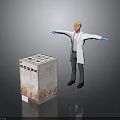 Blonde Haired Scientist With Blue Gloves Standing Next To Biological Sample Container