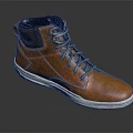 Brown High Top Leather Shoes With White Sole Brown Laces And Black Lining Details