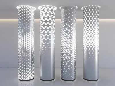 Modern Decorative Floor Lamps With Perforated Geometric Patterns And Ambient Lighting 3d model