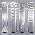 Modern Decorative Floor Lamps With Perforated Geometric Patterns And Ambient Lighting 3d model
