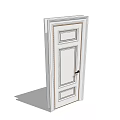 White Interior Hinged Door With Simple Design And Black Handle Frame 3d model