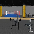 Modern Gym Interior With Fitness Equipment Boxing Ring And Treadmill Track