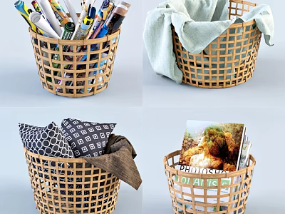 Woven Storage Baskets for Organizing Stationery Towels Cushions and Magazines in Home 3d model