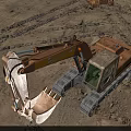 Heavy Duty Yellow Tracked Excavator With Large Bucket Working On Sandy Construction Site