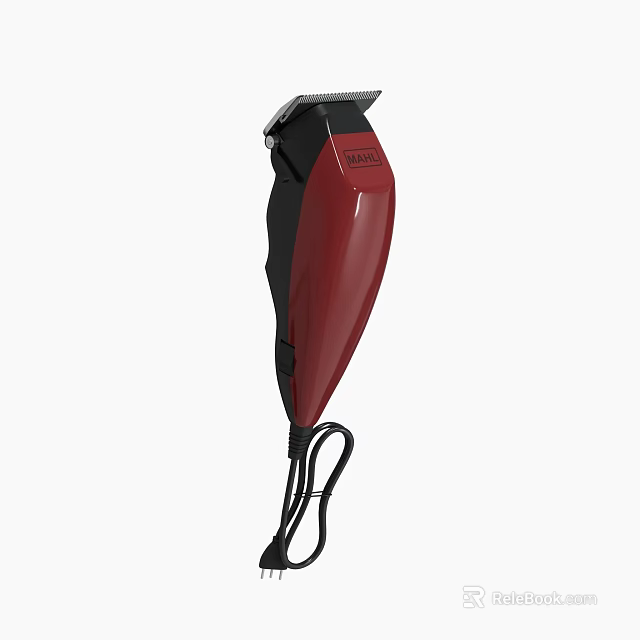 Red And Black Electric Hair Clipper With Power Cord For Professional Grooming 3d model 