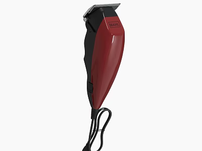 Red And Black Electric Hair Clipper With Power Cord For Professional Grooming 3d model