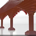 Traditional Wooden Pergola with Red Lanterns Columns and Classic Design