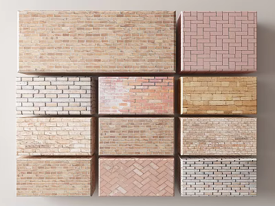 Assorted Wall Design Styles With Diverse Brick Textures And Color Patterns 3d model