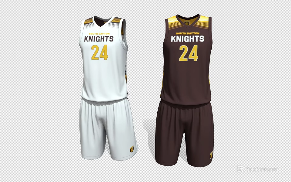 White And Dark Brown Basketball Uniforms With KNIGHTS Logo And Number 24 3d model 