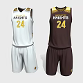 White And Dark Brown Basketball Uniforms With KNIGHTS Logo And Number 24