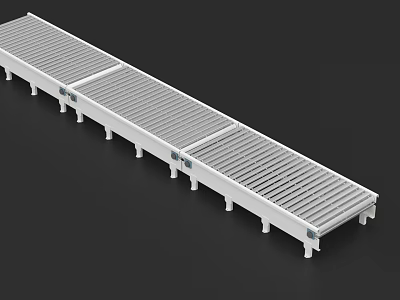 Long Industrial Equipment Platform with Grated Surface Multiple Support Legs and Metal Frame 3d model
