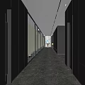 New Chinese Aisle Office Aisle Company Corridor Office Corridor Office Building Corridor Glass Partition End View 3d model