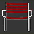Red and White Metal Frame Leisure Chair with Striped Seat and Backrest
