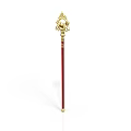 Artistic Golden Top Red Shaft Decorative Sculpture With Intricate Carvings