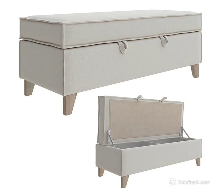 Public Chair With Storage Function Light Gray Upholstered And Wooden Legs 3d model