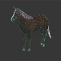 3D Model Of Brown Horse With White Mane On Black Background And Reflection 3d model