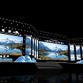 Modern Stage Design With Dynamic Lighting Large Screens And Mountain Backdrop