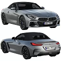 Silver Convertible Sports Car With Black Soft Top And Aerodynamic Exterior Design