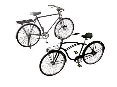 Vintage Bicycles With Rear Rack And Unique Frame Design Features 3d model