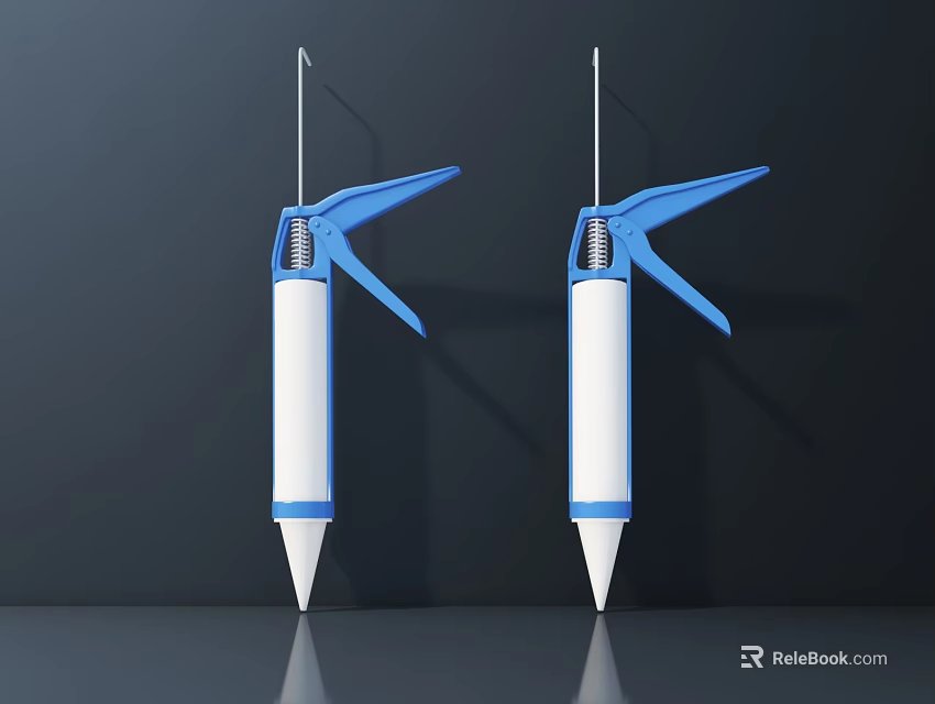 Blue And White Manual Caulk Guns As Essential Hardware Tools For Adhesive Application 3d model 