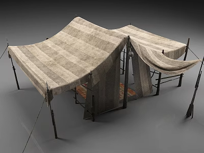 Striped Outdoor Tent With Sturdy Frame Structure And Durable Fabric 3d model