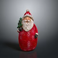 Festive Santa Claus Decorative Figurine In Red Outfit Holding Small Christmas Tree