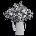 Yellow Kettle Vase With Fresh White Daisies On Gray Background