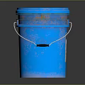 Durable Blue Industrial Bucket With Metal Handle And Warning Label