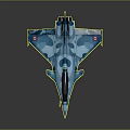 Blue Camouflage Fighter Jet Model Showcasing Aerospace Engineering Design