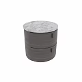 Modern Wooden Bedside Table With White Marble Top And Two Drawers Round Design
